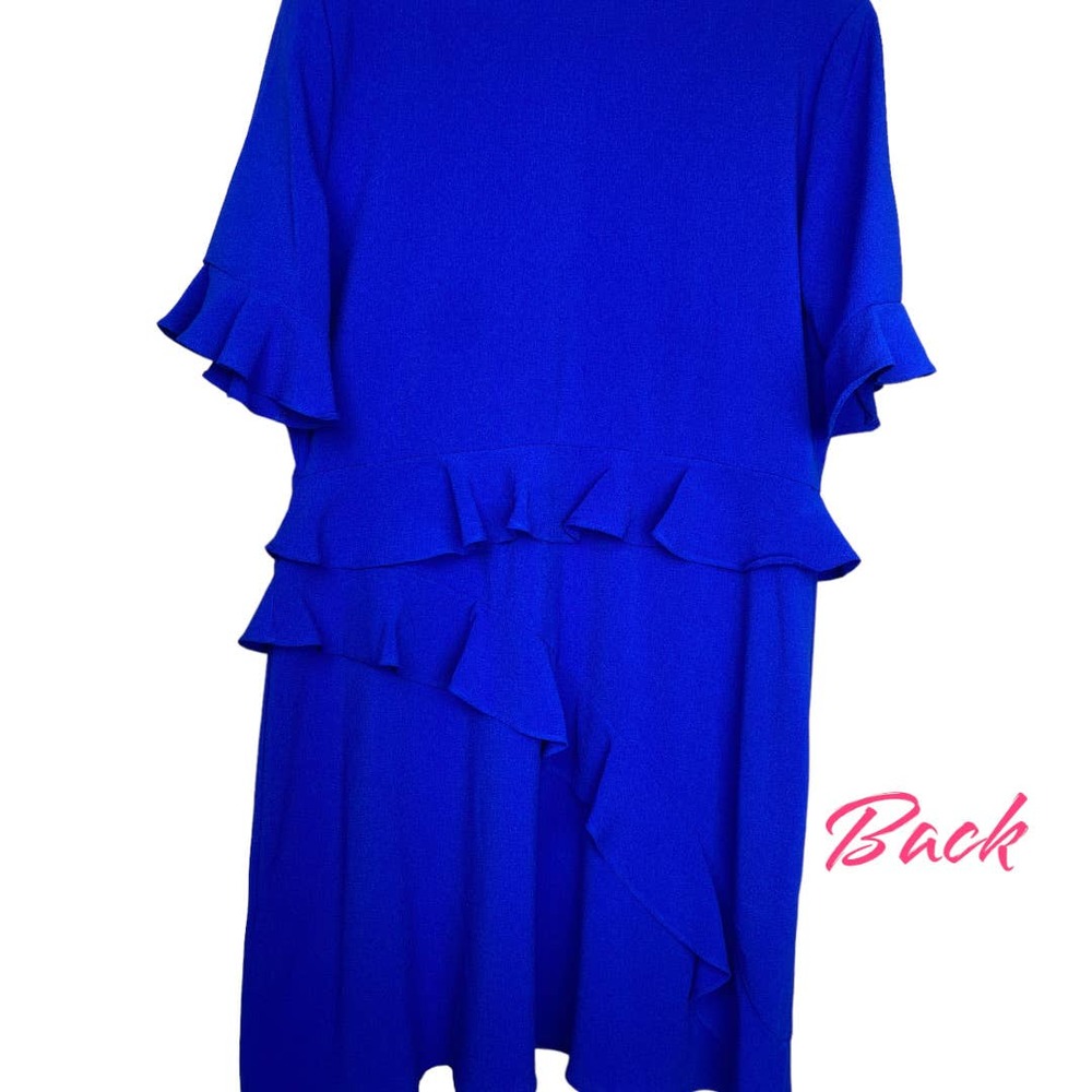 Laundry by Shelli Seagal Electric Blue short sleeve ruffle tiered dress Size 16 - Picture 2 of 7